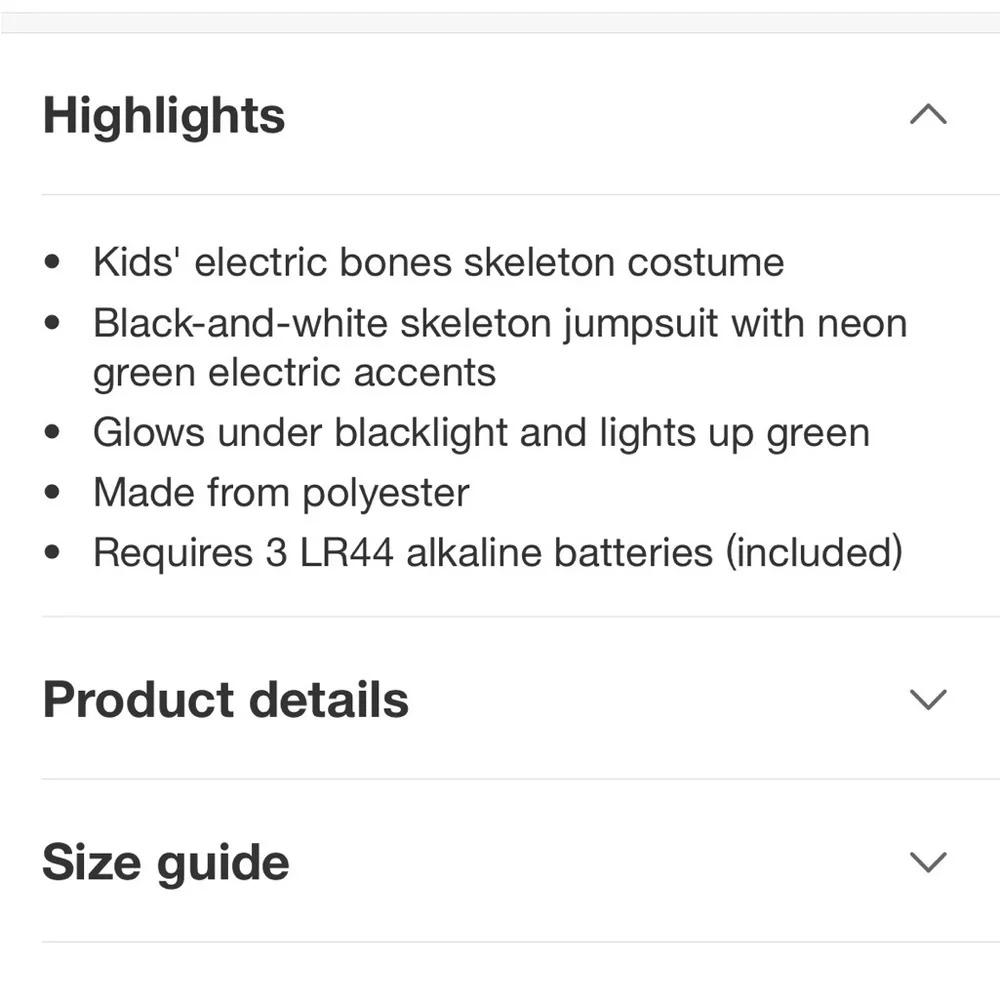 NWT Hyde & EEK! Skeleton Glow under Blacklight Electric Bones Costume Sz S (6-7)